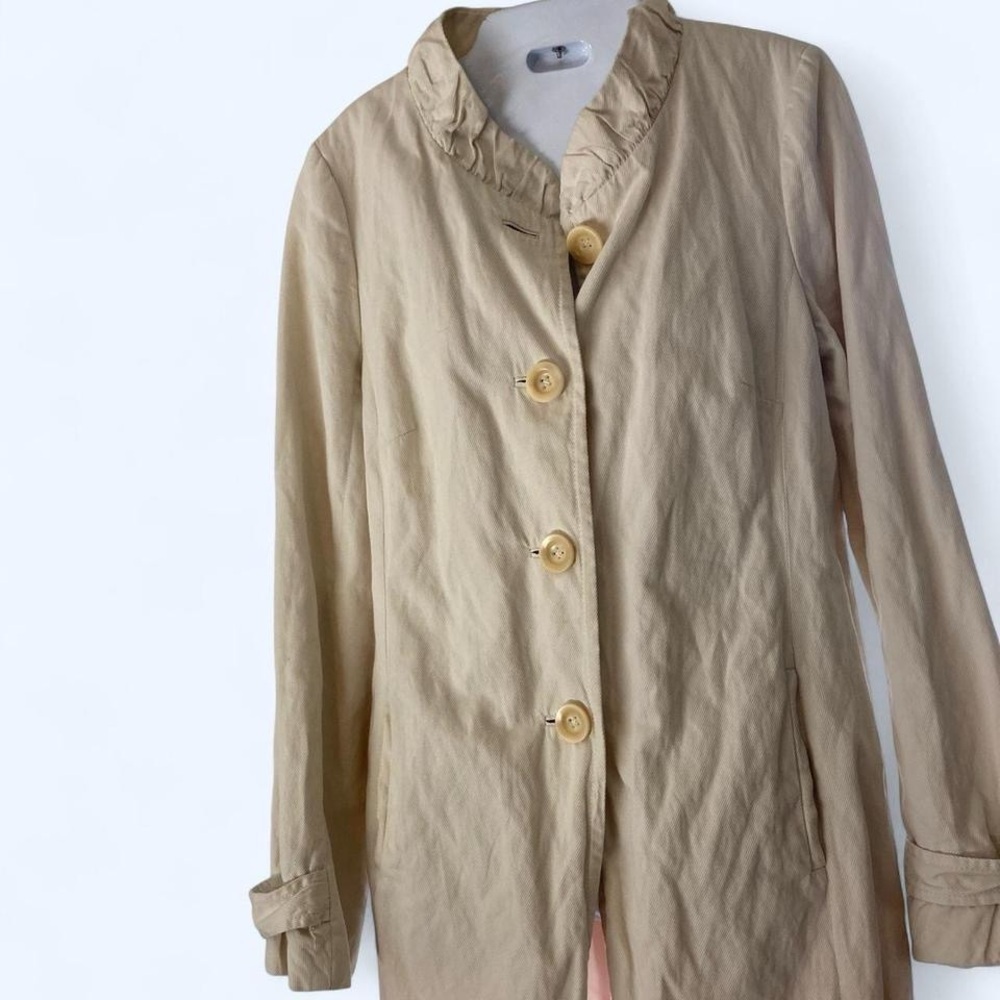 J. Crew Beige Lined Spring Jacket with Button Ruffles Detail 6